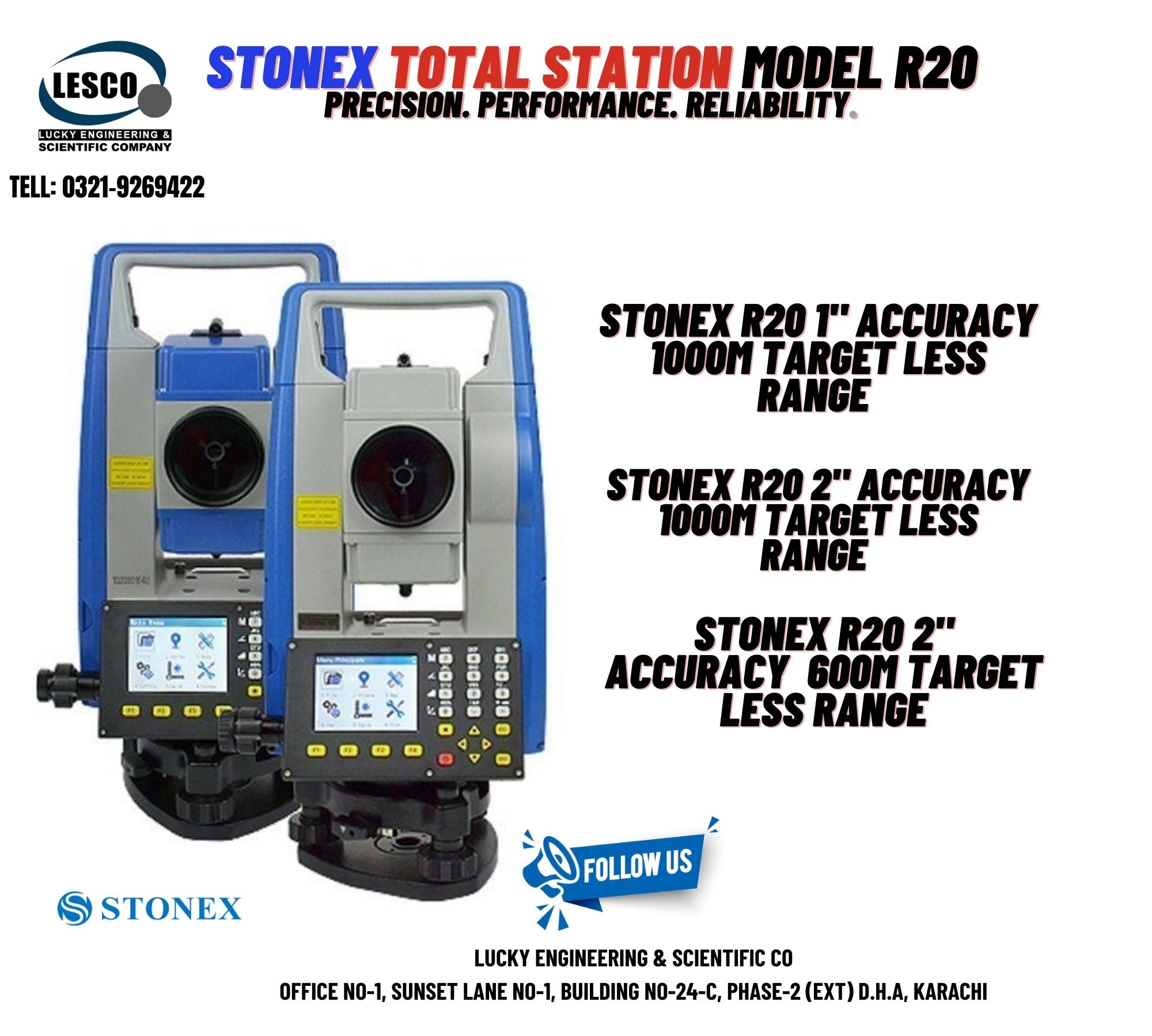 Stonex Total Station R20 Series - Tell: 03219269422