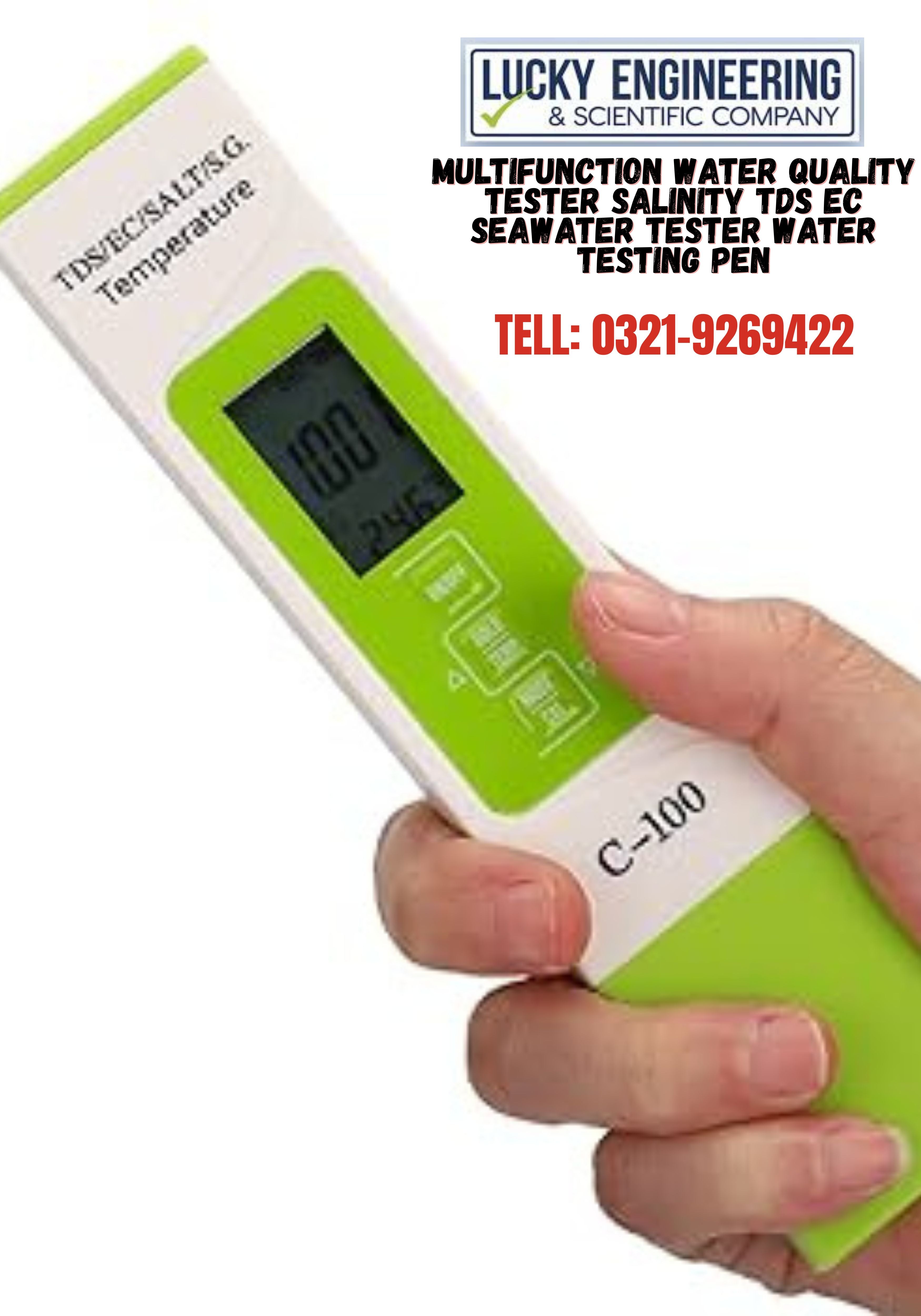 C100 5 in 1 Multifunction Water Quality Tester Salinity TDS EC Seawater Tester Water Testing Pen with Backlight