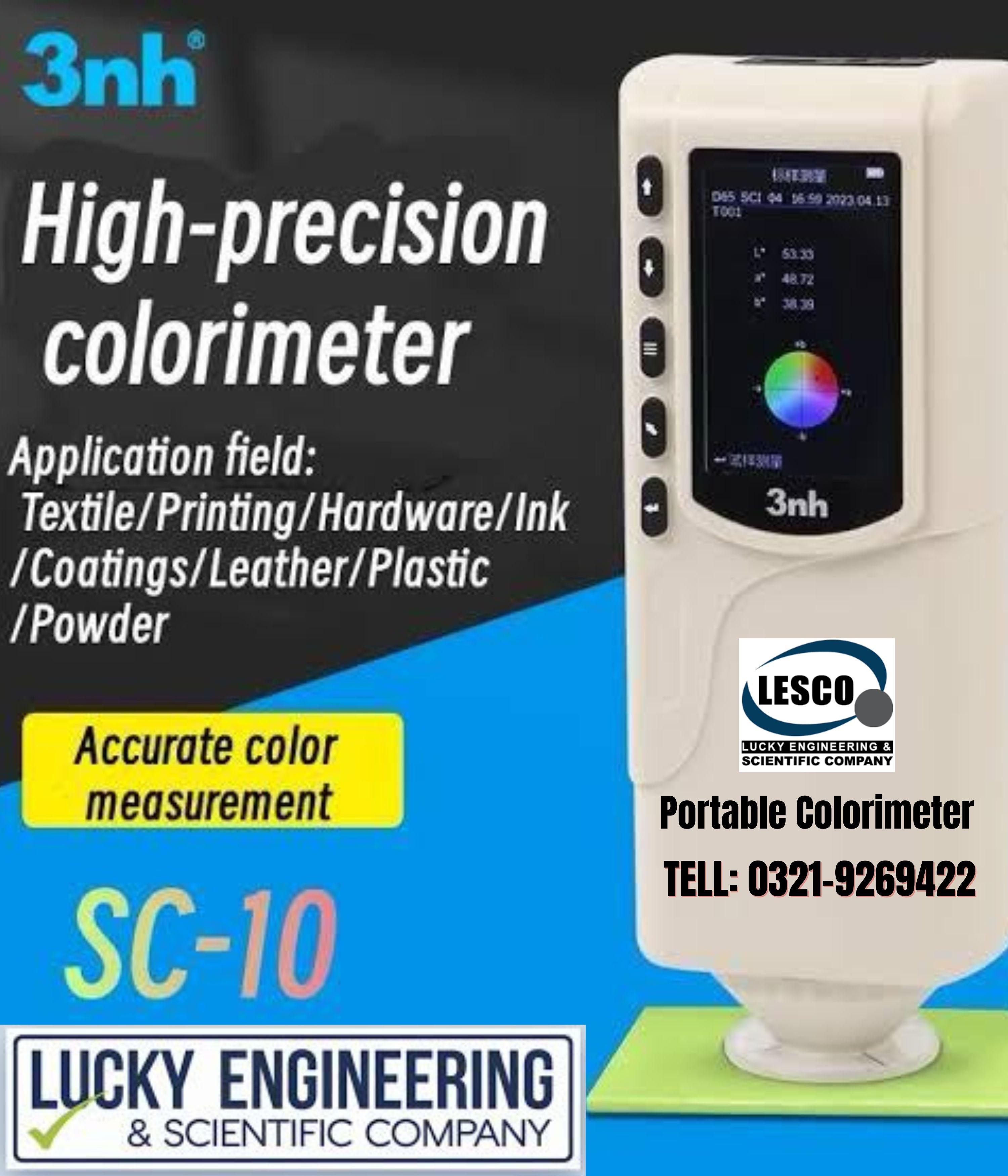 Color Meter Portable Colorimeter Color Difference Meter with Measuring Aperture