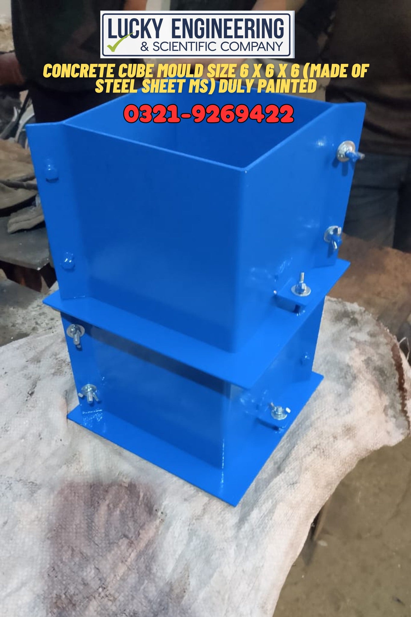 "Steel Concrete Cube Mould 6 x 6 x 6 Inch – Durable MS Cube Testing Mould"
