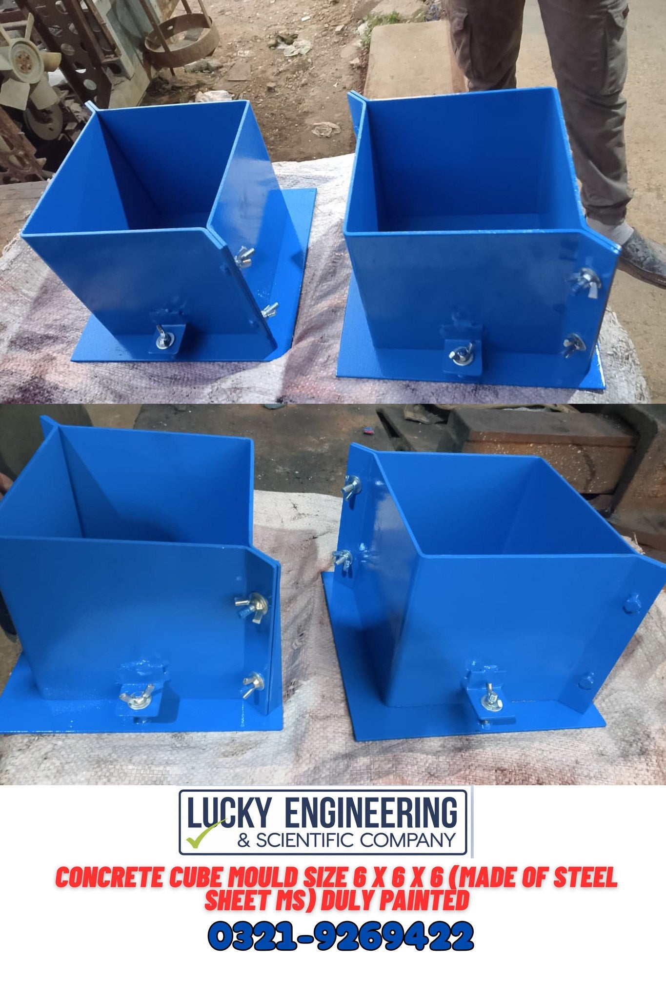 "Steel Concrete Cube Mould 6 x 6 x 6 Inch – Durable MS Cube Testing Mould"