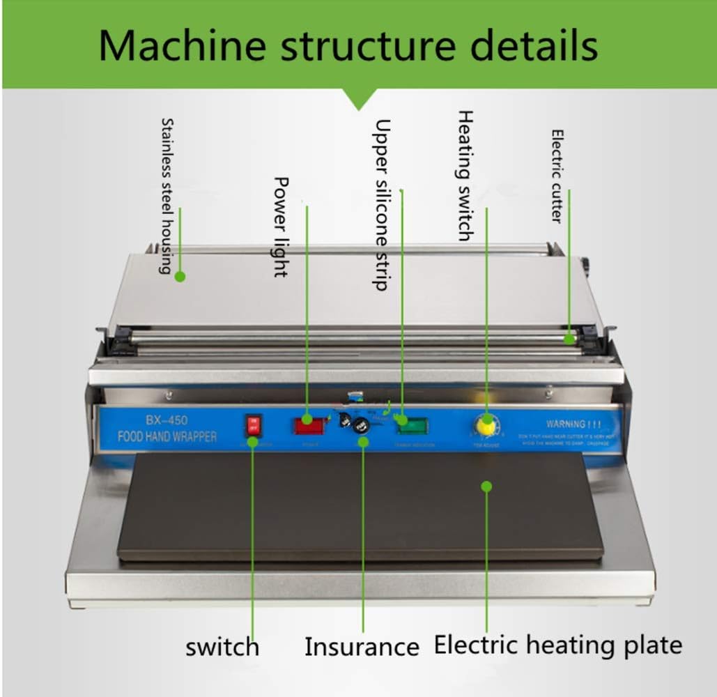 BX-450 Film Wrapper Machine Sealing Machine Wrap Film Packaging Machine Vegetable Supermarket Fruit Baler (220V)