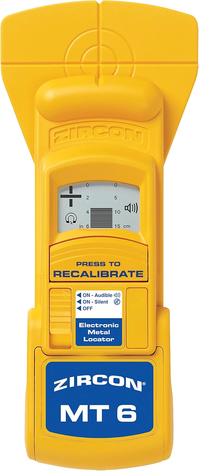 Zircon MetalliScanner MT6 Professional Metal Detector, Yellow, 6 Inches Deep Detection
