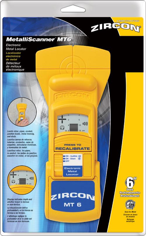 Zircon MetalliScanner MT6 Professional Metal Detector, Yellow, 6 Inches Deep Detection
