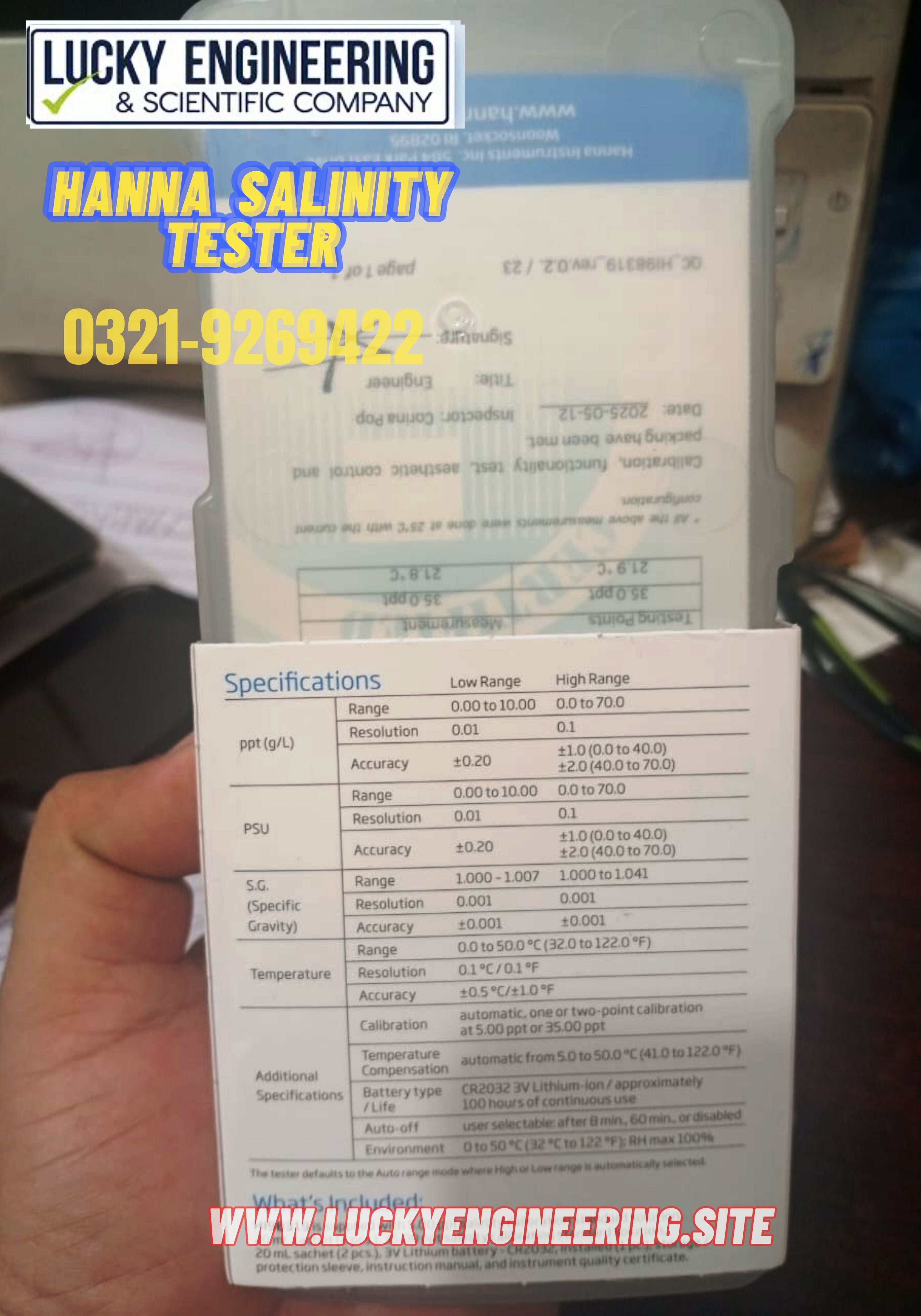 Hanna HI98319 Salinity Tester Model HI98319