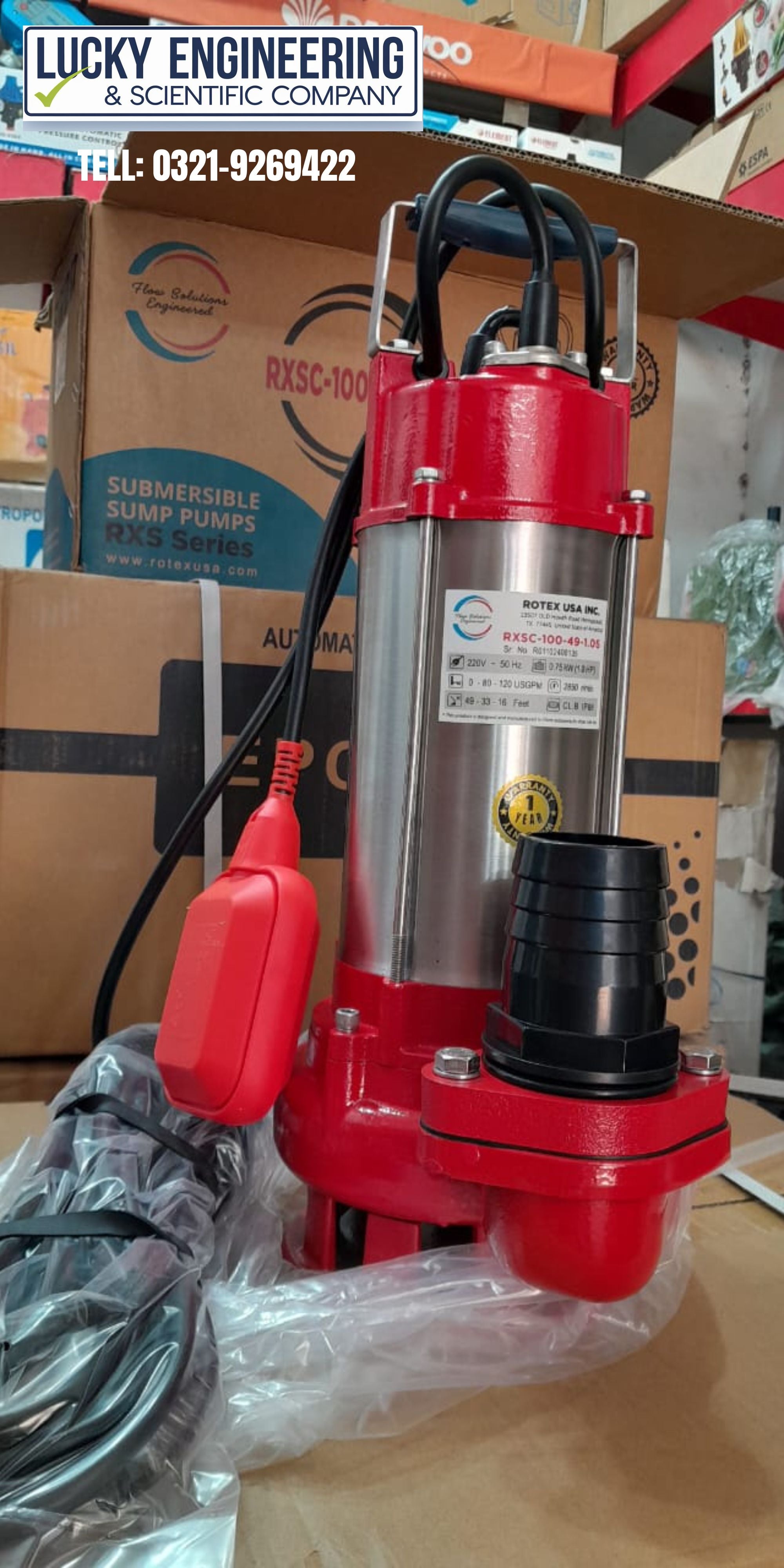 ROTEX- USA Submersible De-watering Pump 2 Inch Dia- Tell: 03219269422