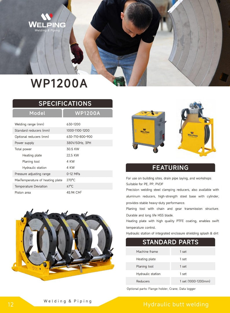 Butt Fusion Machine Model WP1200A (630-1200 MM) Tell: 03219269422