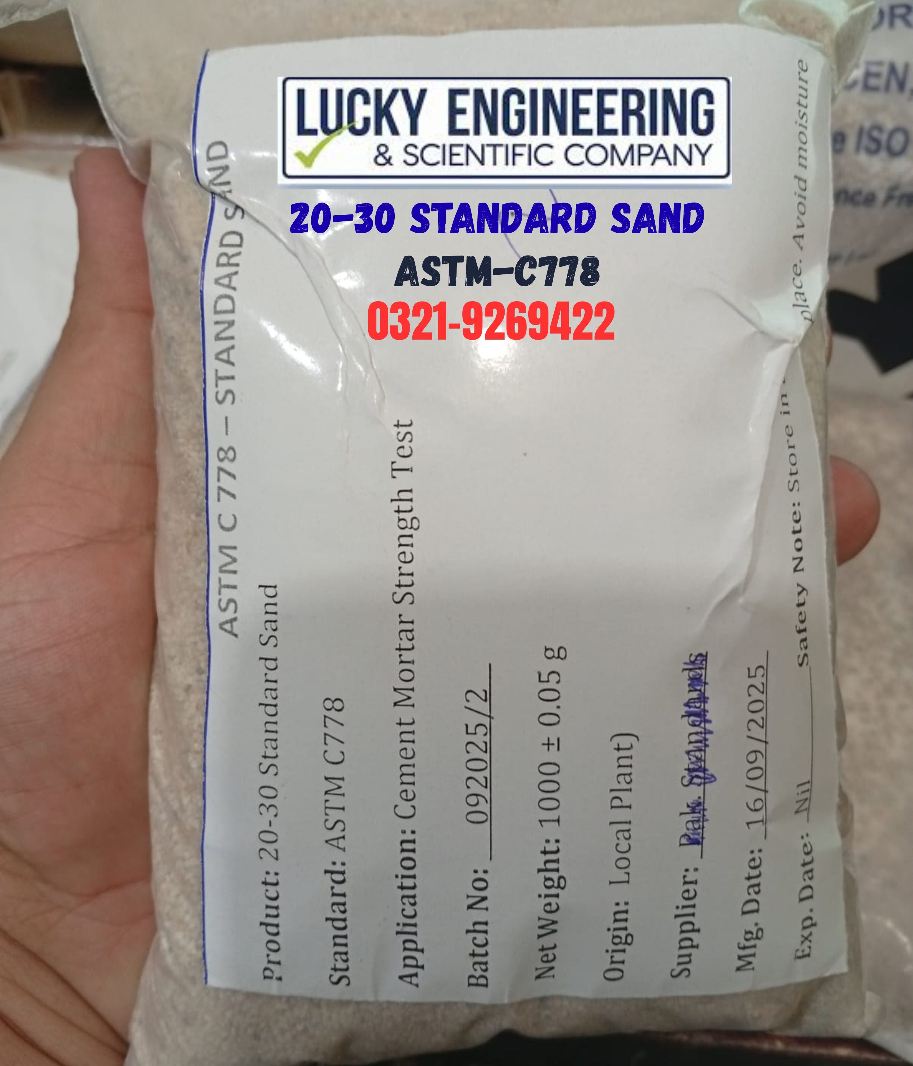 20-30 Standard Sand ASTM C778 Tell: 03219269422