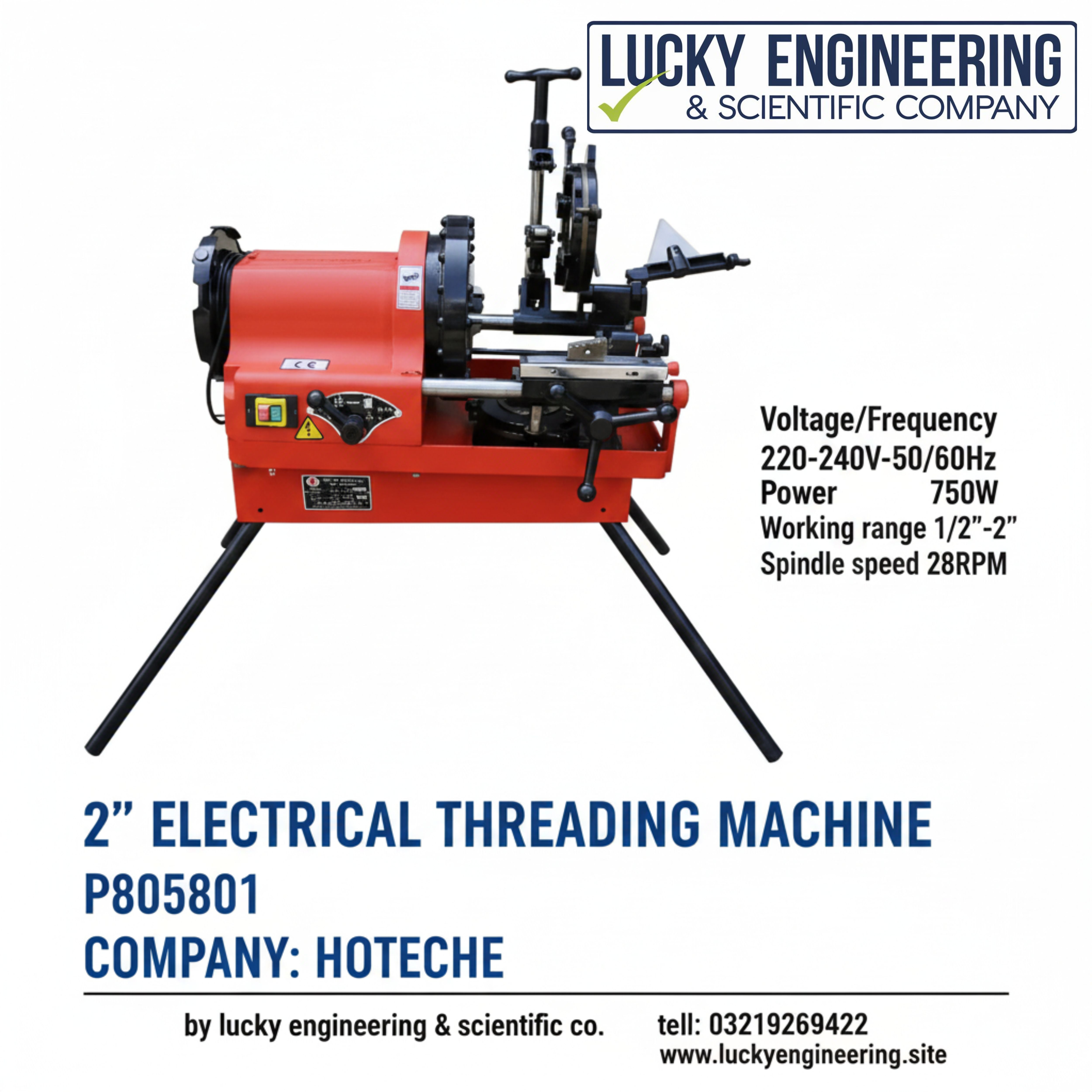Electrical Threading Machine 2 Inch Dia Tell: 03219269422