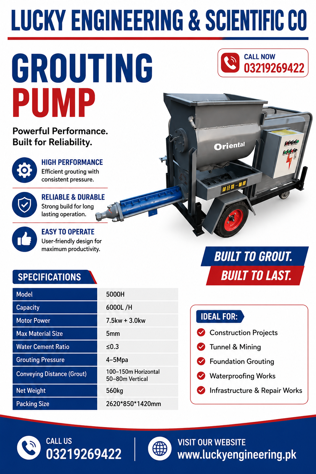 Electric Screw Mortar Sand and Cement Slurry Grouting Pump with Mixer front view