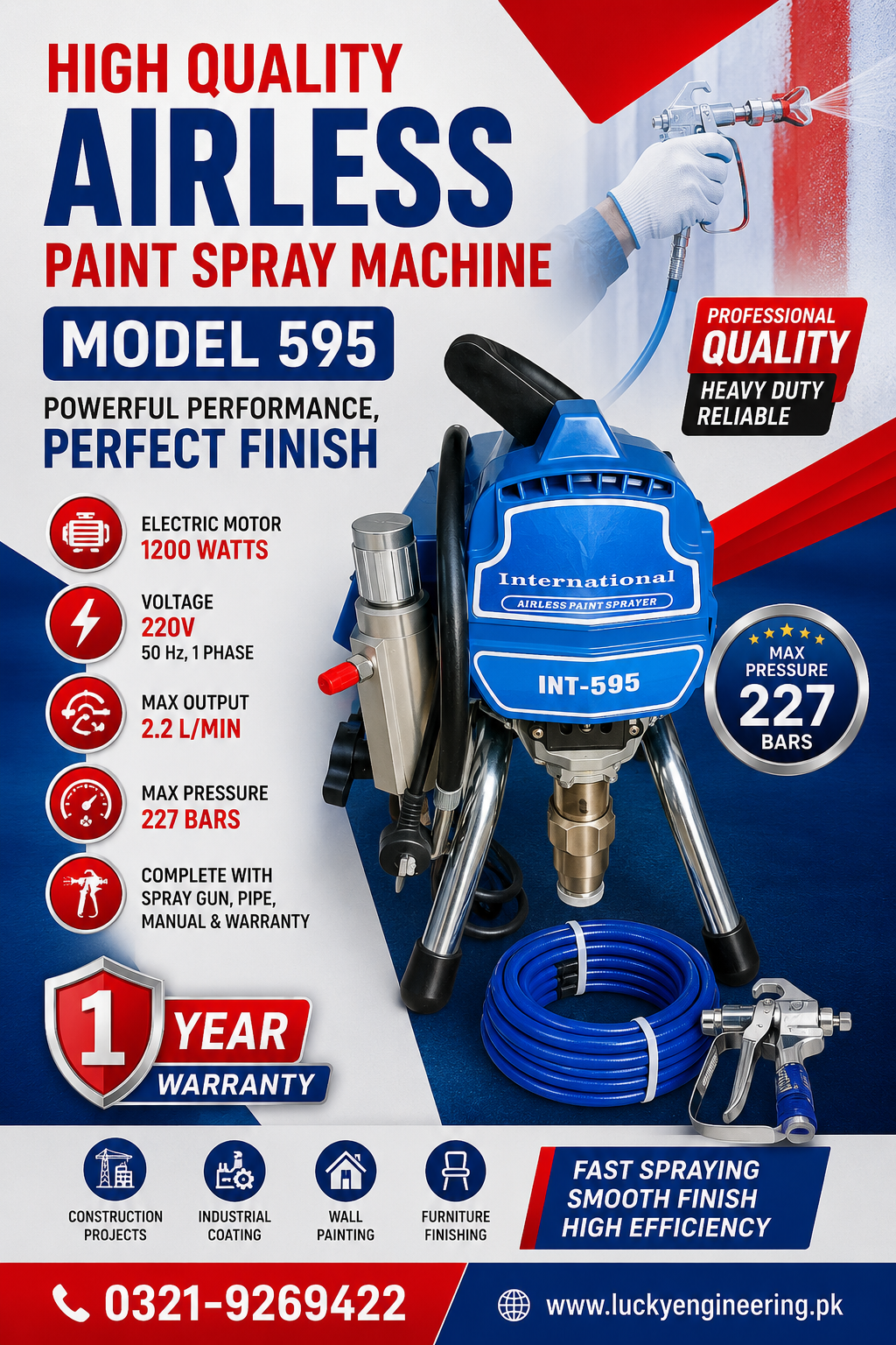 595 airless paint spray machine 