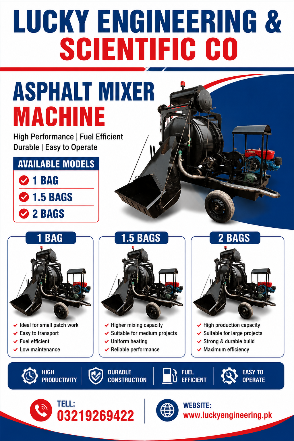 Asphalt Mixer Machine 1 Bag Capacity
