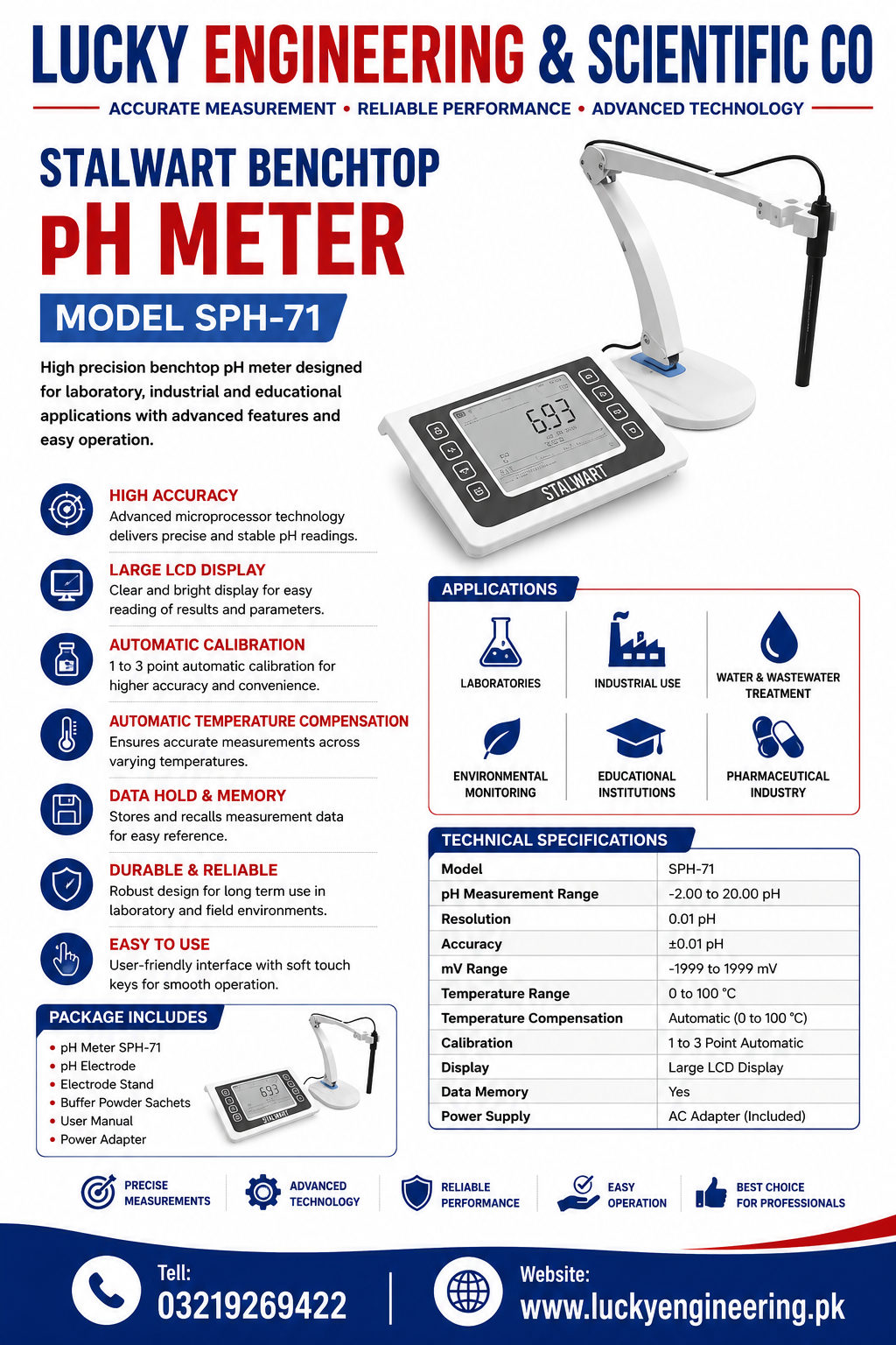 Benchtop pH Meter Price in Pakistan – Stalwart SPH-71 Laboratory pH Meter