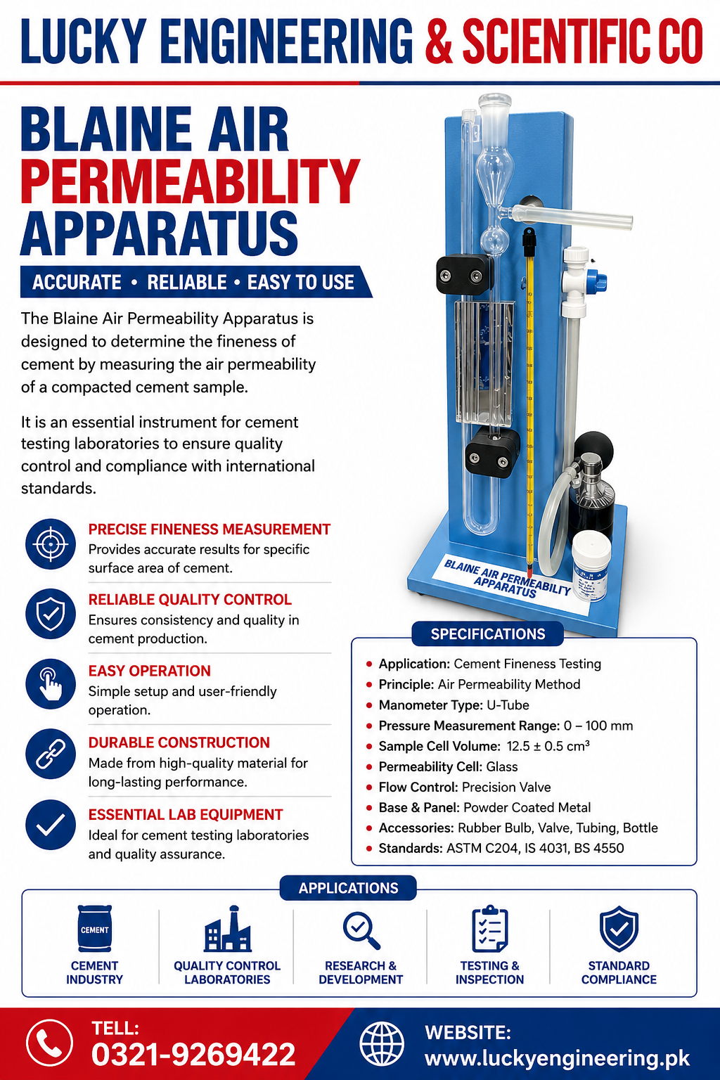 Blaine Air Permeability Apparatus