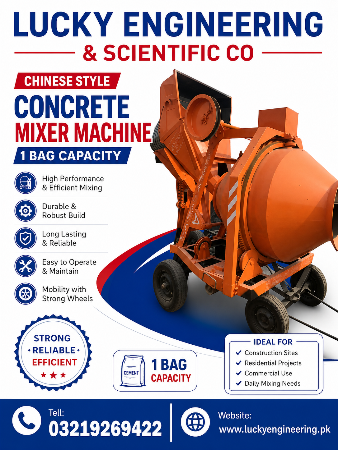 Chinese Style Concrete Mixer Machine 1 Bag Capacity 