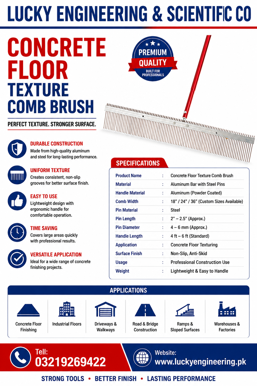 Concrete Floor Texture Comb Brush for concrete surface finishing