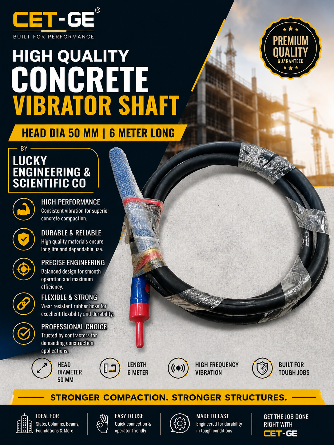 Flexible Concrete Vibrator Shaft for construction concrete pouring