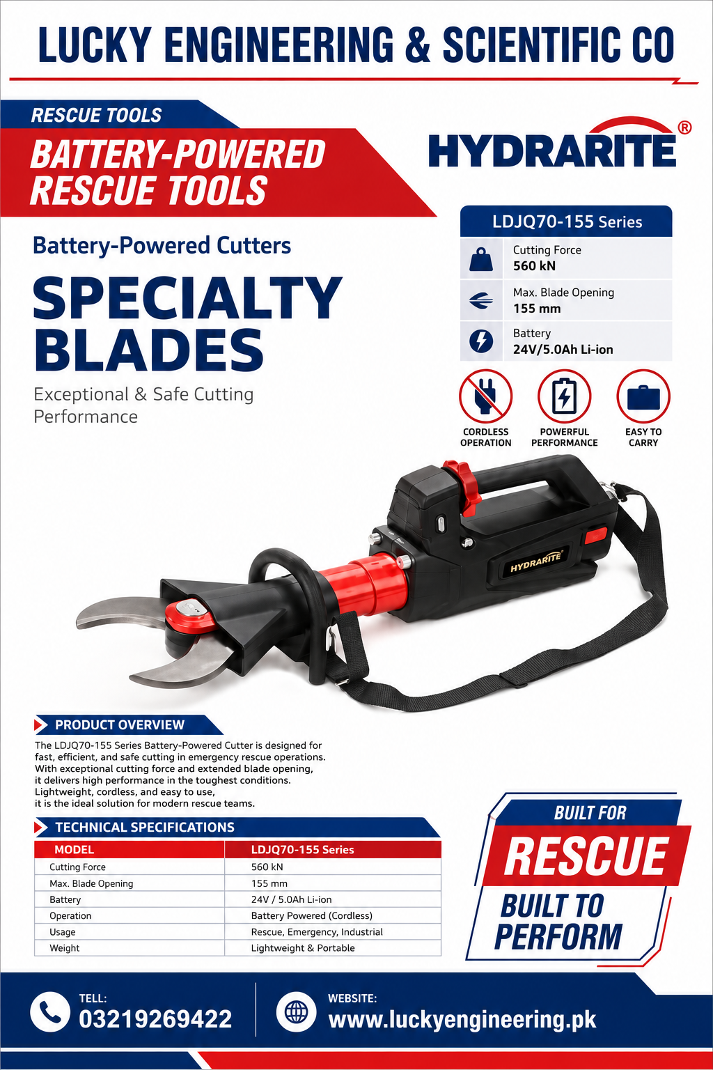 Cordless Hydraulic Rescue Cutter for Fire and Rescue Operations