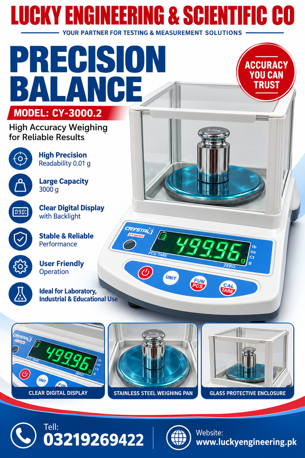 Crystal CY-3000.2 Precision Balance 3000g x 0.01g
