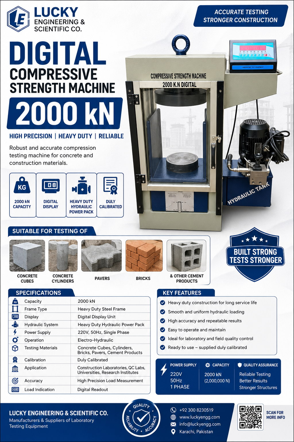 Compressive Strength Machine 2000 kN (Digital) Paksitan