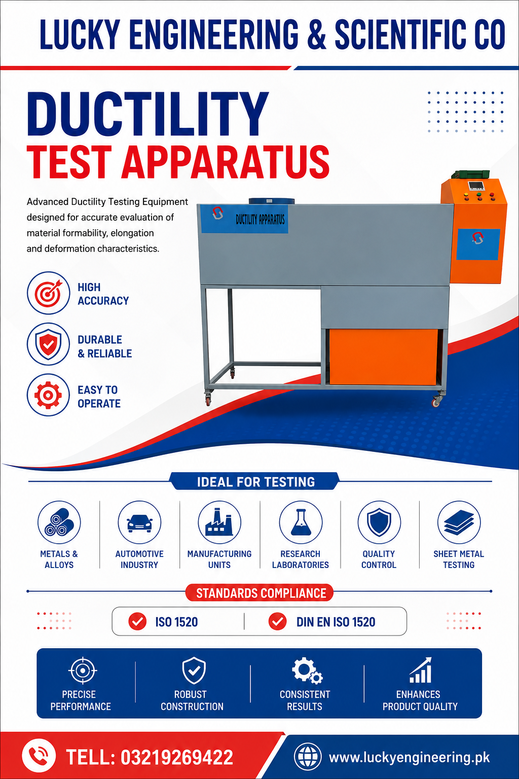 Ductility Test Apparatus- Pakistan Tell: 03219269422