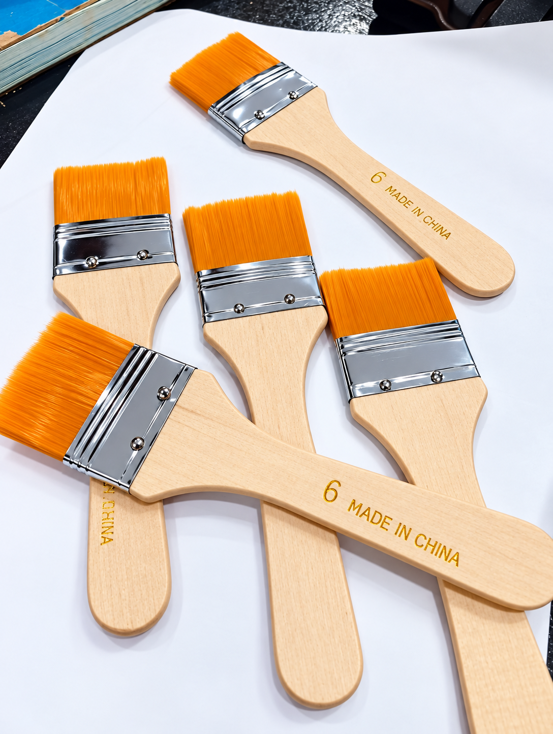 Dust Brush with soft orange bristles and wooden handle