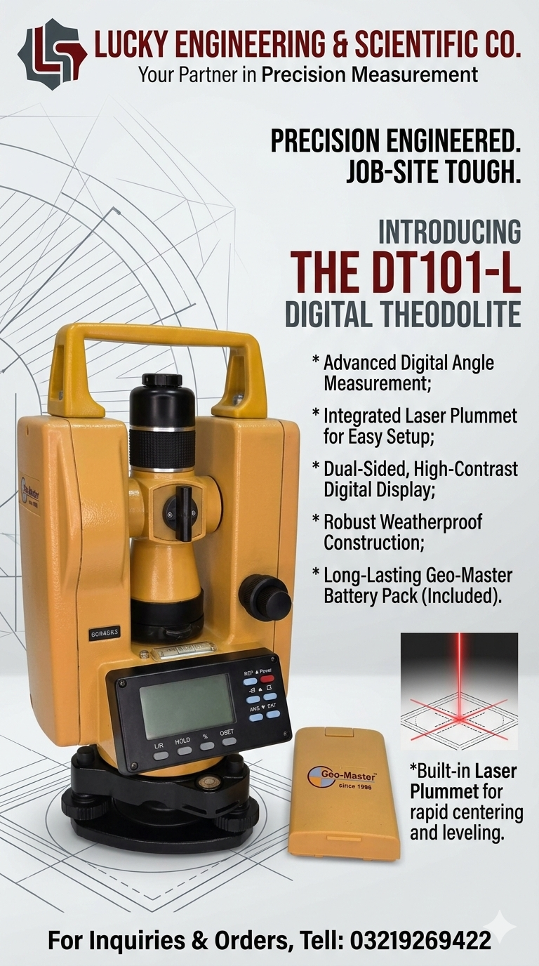Digital Theodolite with Laser Plummer Tell: 03219269422
