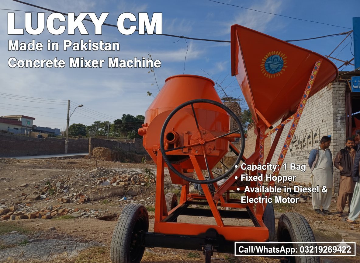 Lucky Cm- Made in Pakistan Concrete Mixer Capacity 1 Bag Tell: 03219269422