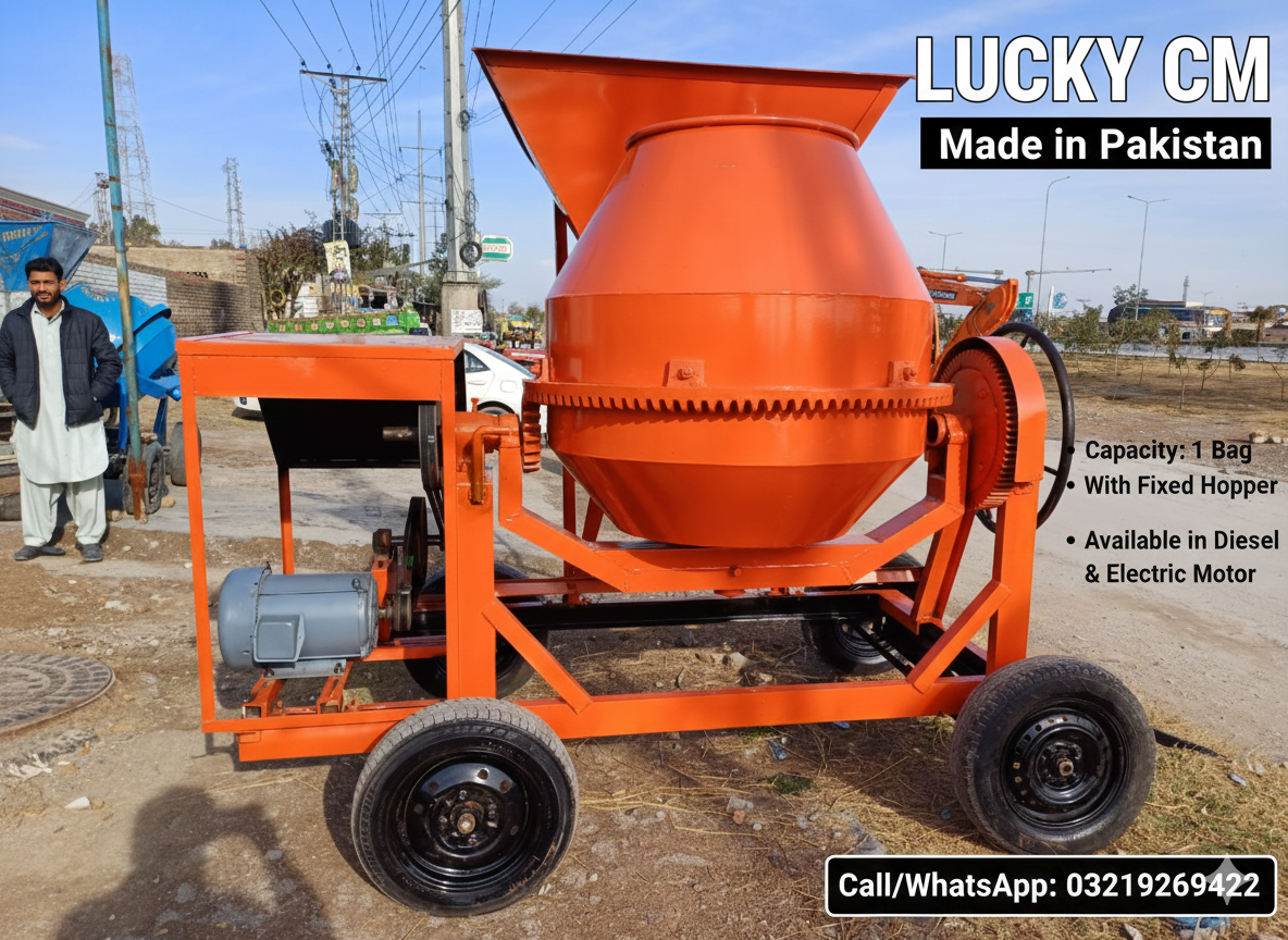 Lucky Cm- Made in Pakistan Concrete Mixer Capacity 1 Bag Tell: 03219269422