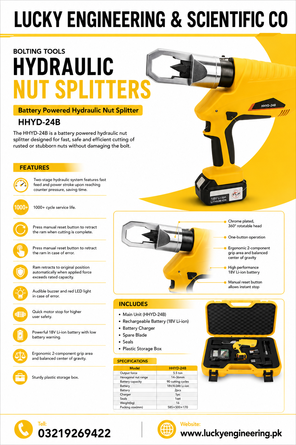 HHYD-24B Hydraulic Nut Splitter Battery Powered Tool