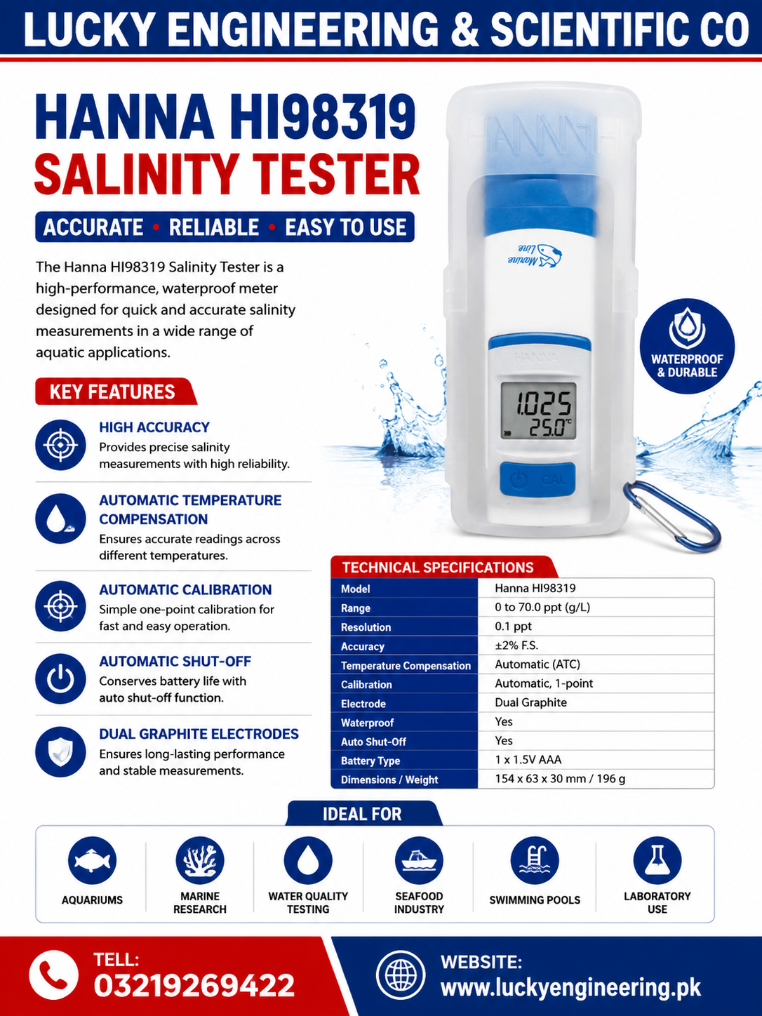 Hanna HI98319 Salinity Tester