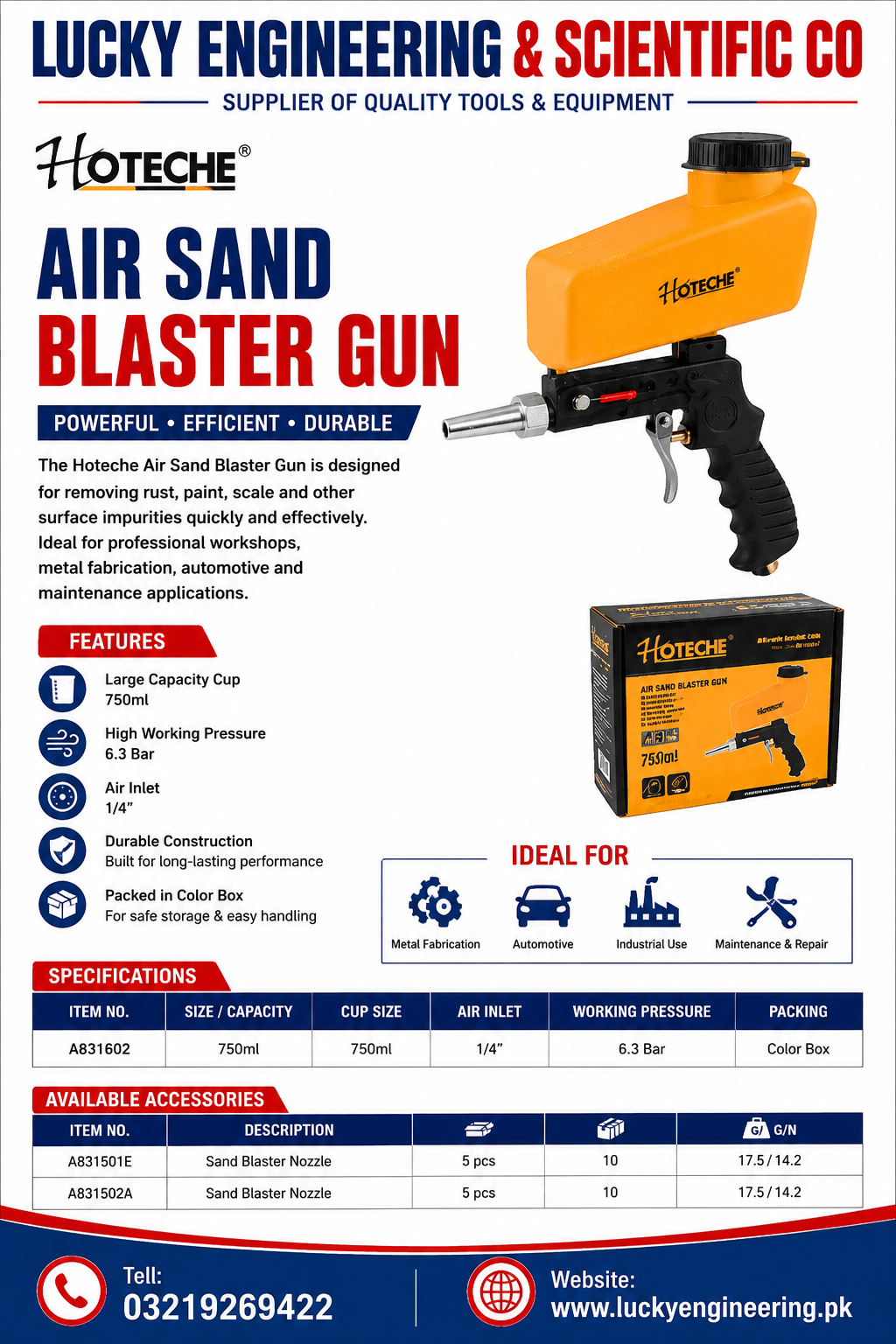 Hoteche Air Sand Blaster Gun 750ml