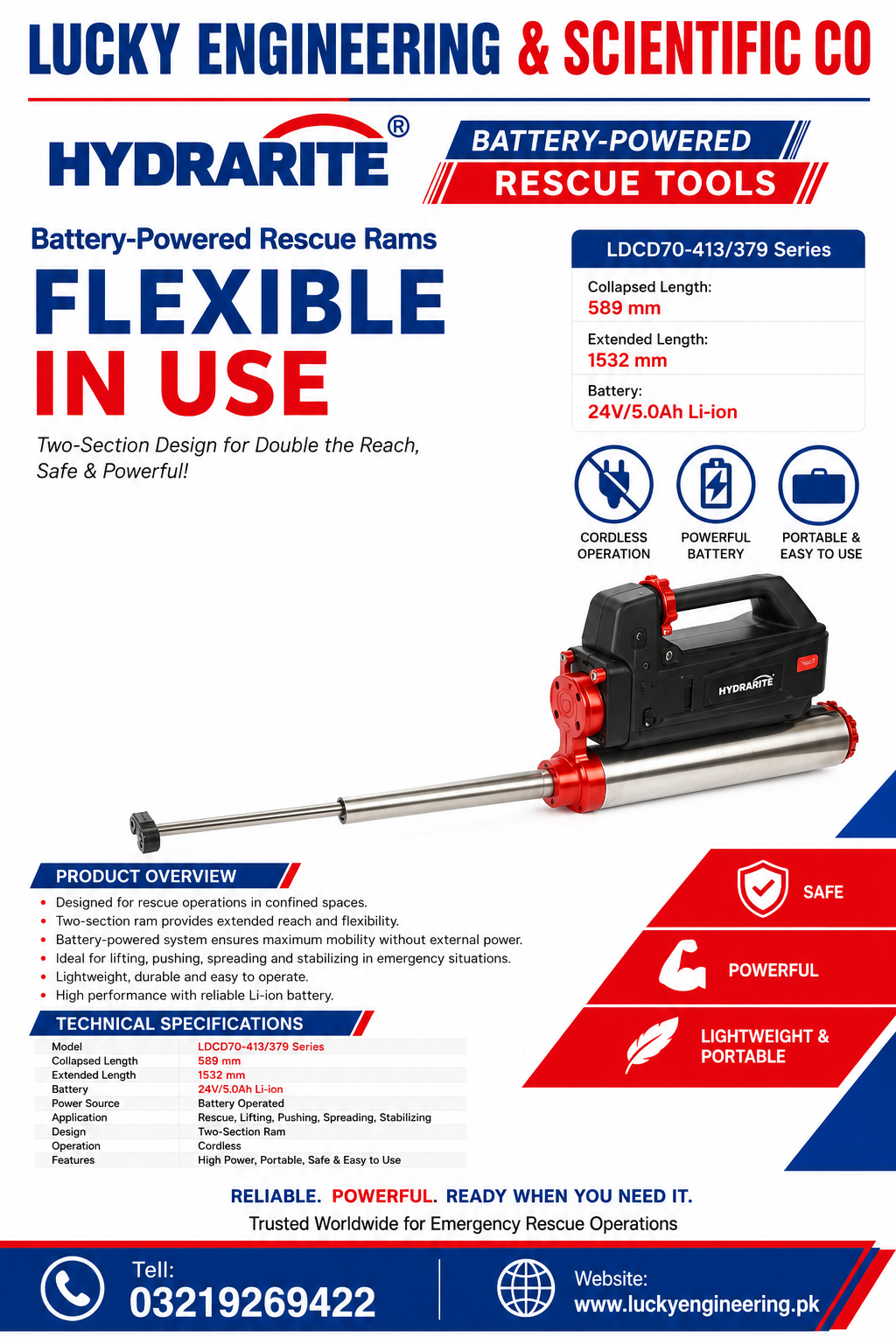 Hydrarite Battery-Powered Rescue Ram | Emergency Rescue Tools Pakistan