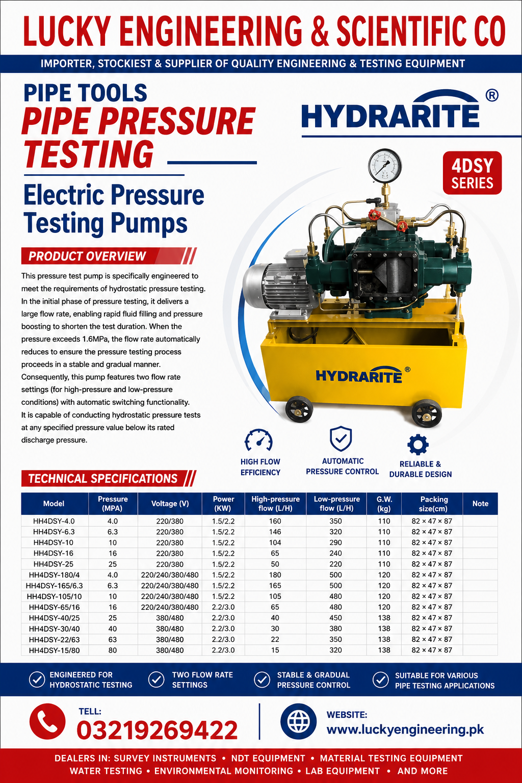 Hydrarite Electric Pressure Testing Pump
