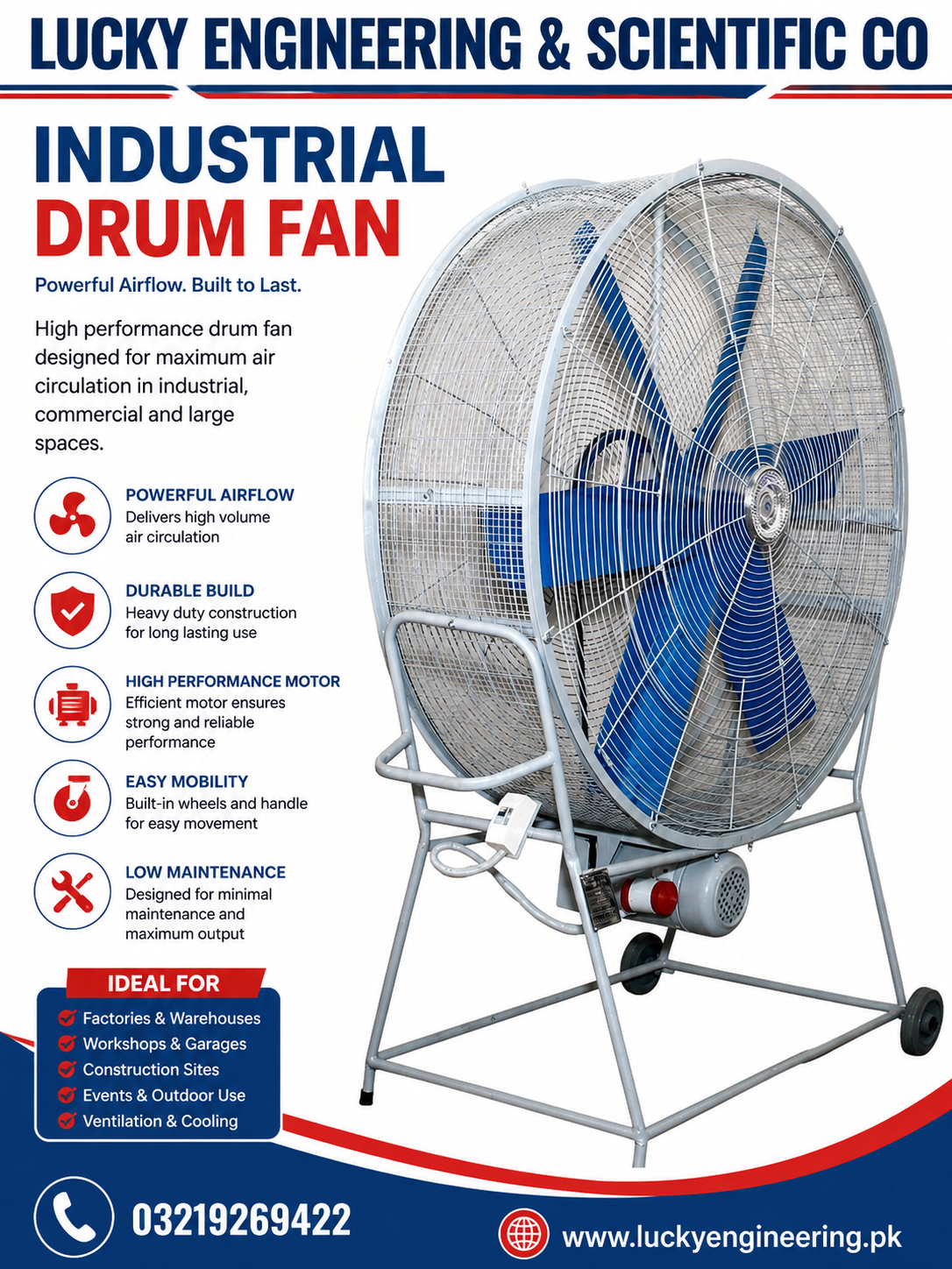 Industrial Drum Fan Pakistan heavy duty high airflow ventilation fan