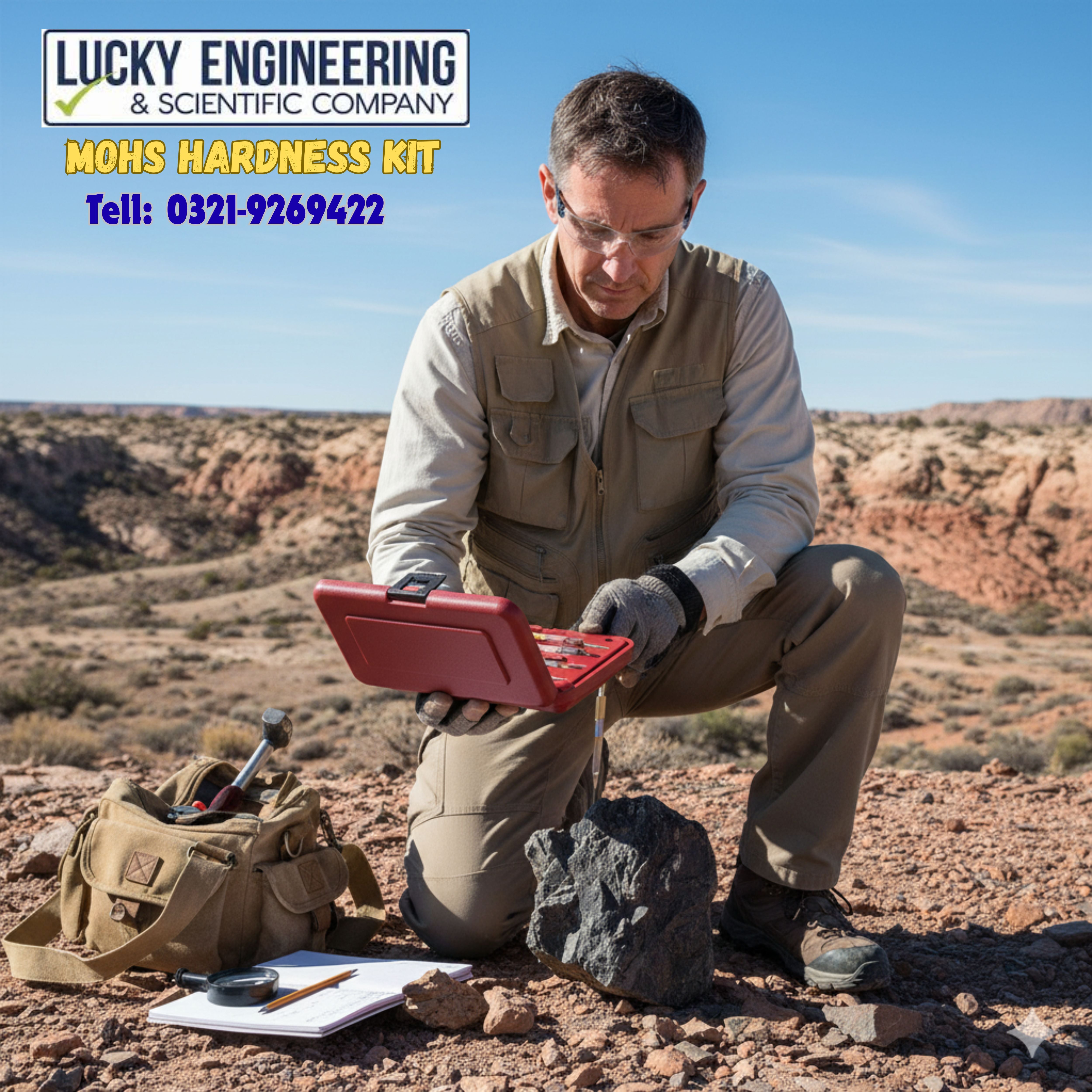 Mohs' Hardness Test Kit | 8 Points + Plates + Sharpening Stone