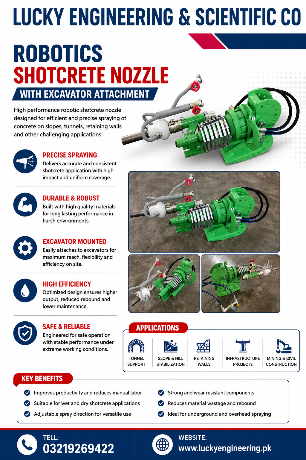 Robotic Shotcrete Nozzle with Excavator Attachment