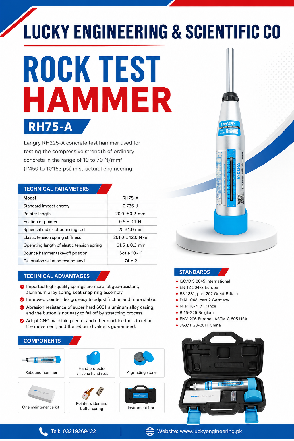 Rock Test Hammer RH75-A