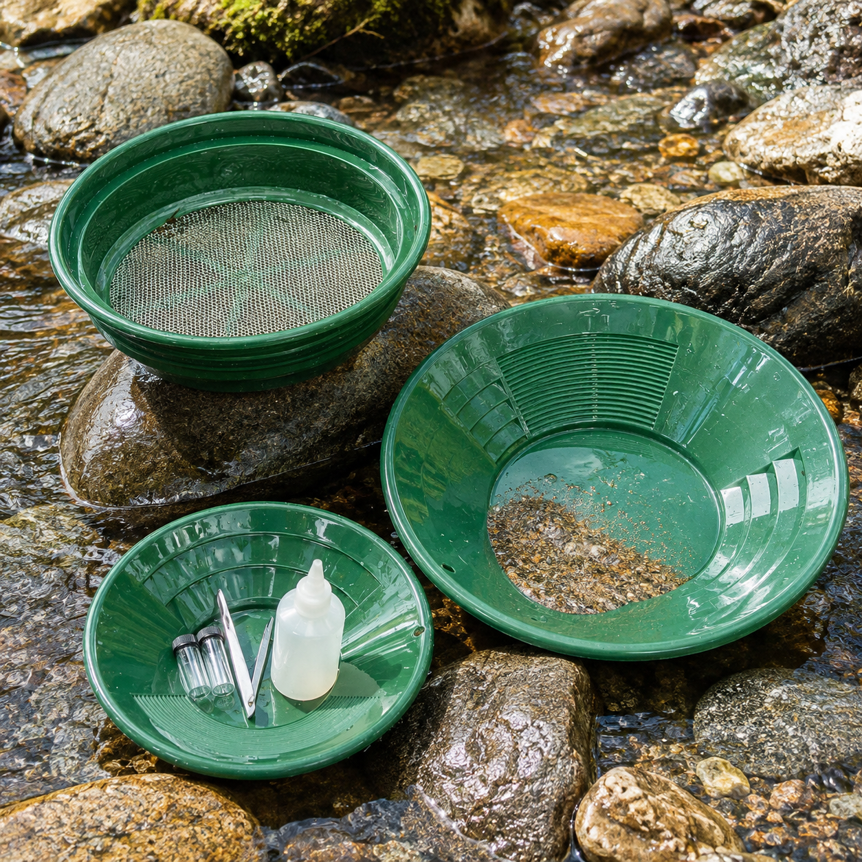 SE Gold Panning Kit - Complete Prospecting Set with Pans, Sieves, and More - Ideal for Beginners, Enthusiasts, Hobbists (GP5-KIT107)