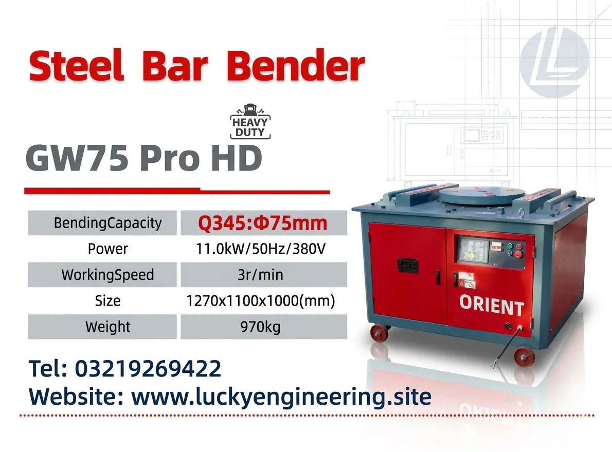 Steel bar bender machine heavy duty 75mm capacity Pakistan