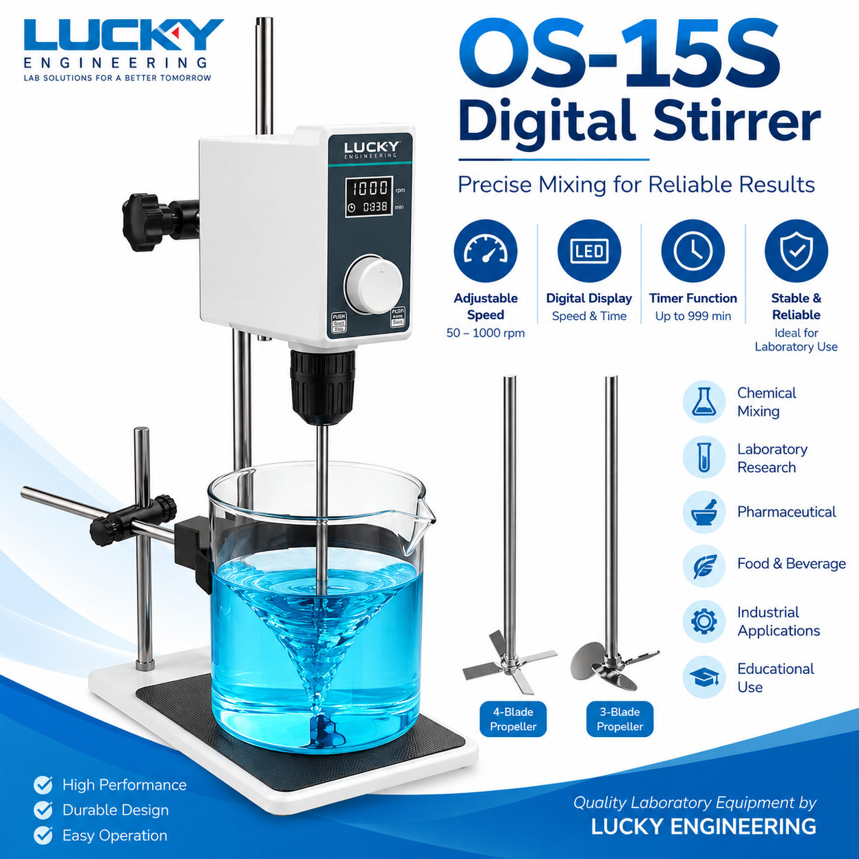 OS-15S laboratory overhead digital stirrer mixing liquid