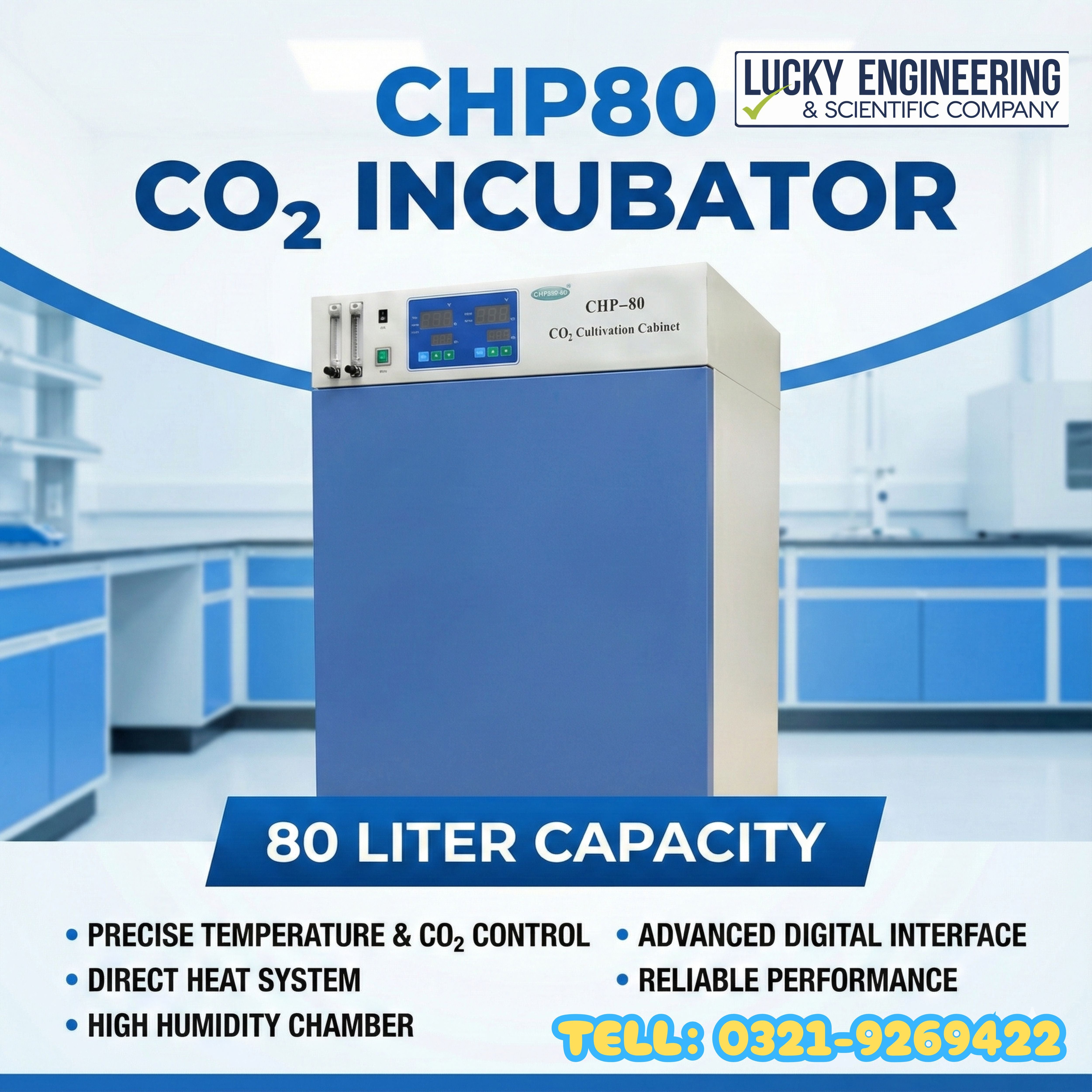 CO2 INCUBATOR MODEL CHP80 (80 LITERS) Tell: 03219269422