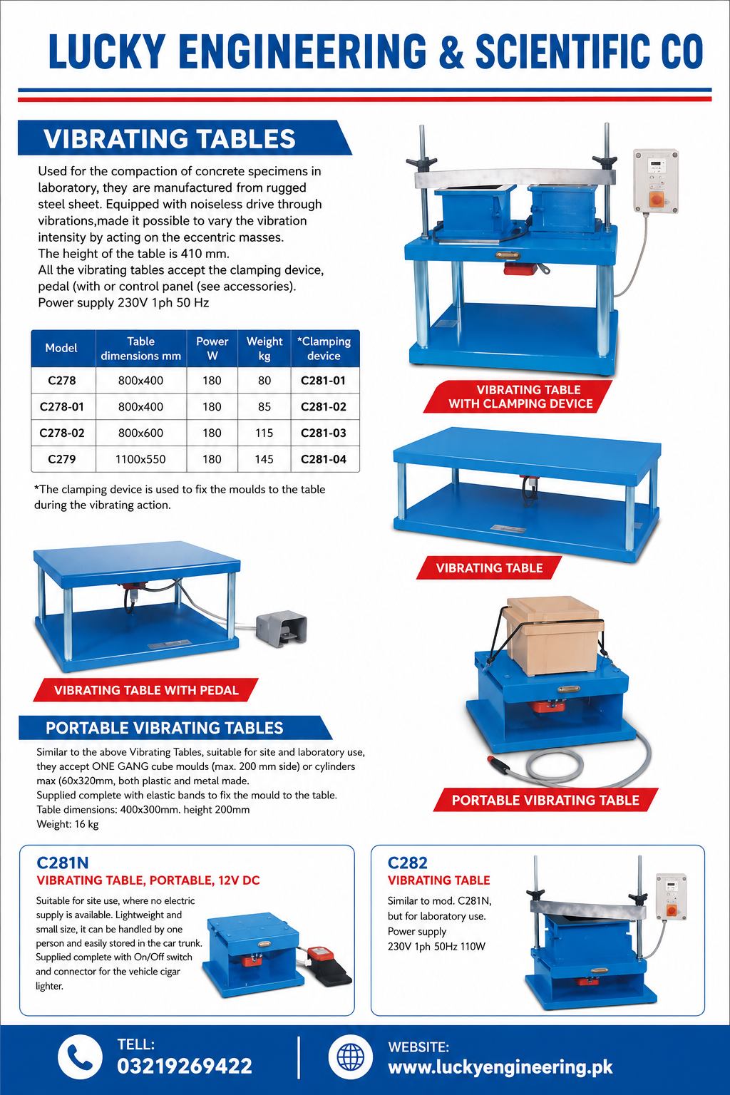 Vibrating Table with Clamping Device for Concrete Cube Mould Compaction