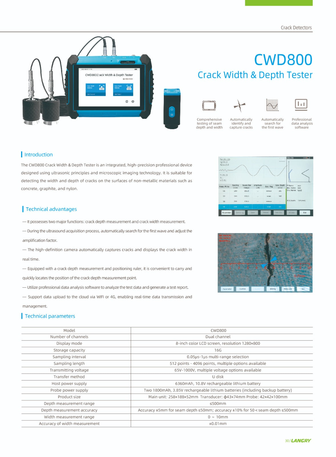 LANGRY CWD800 Crack Width & Depth Tester Tell: 03219269422