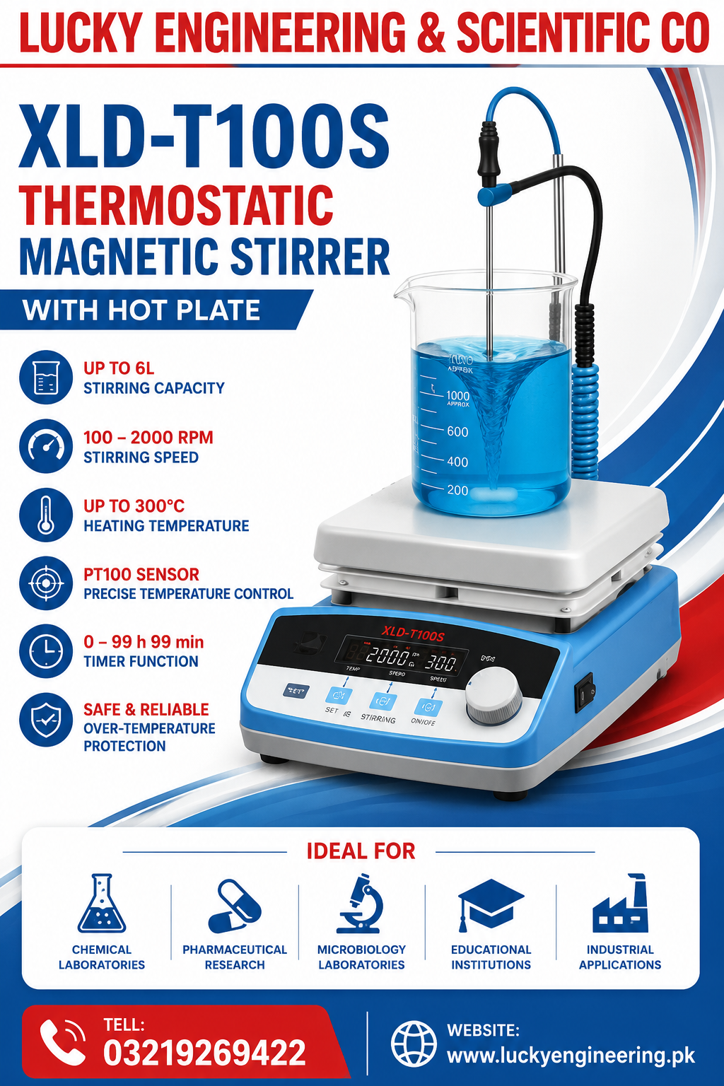 XLD-T100S Magnetic Stirrer with Hot Plate
