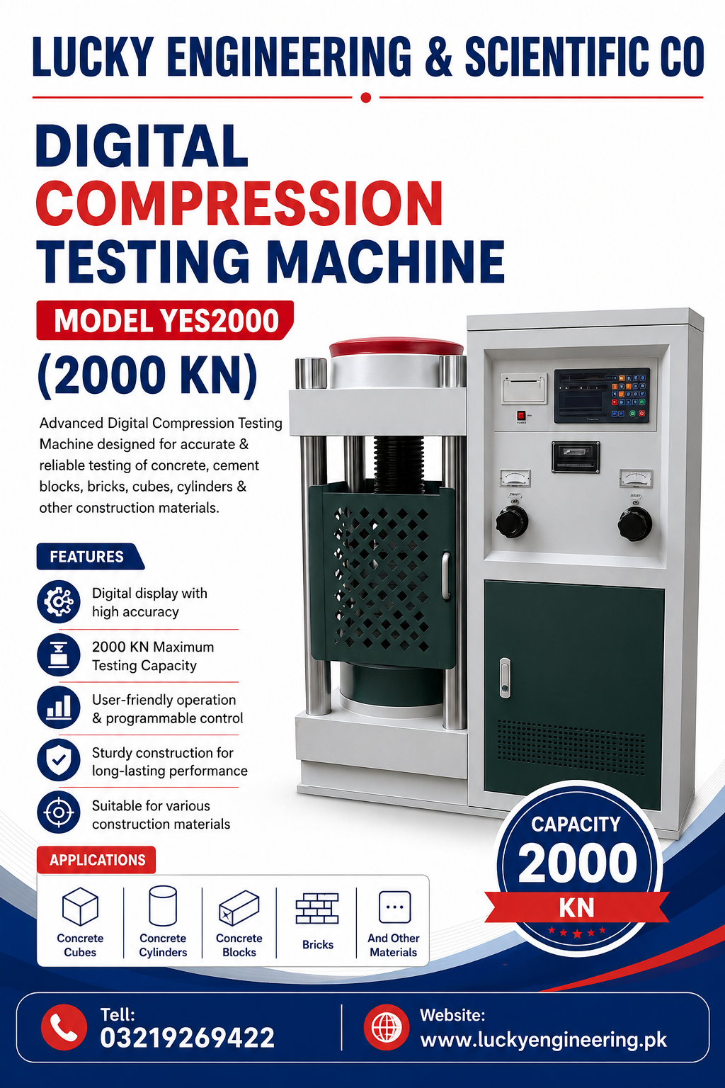 Digital Compression Testing Machine Model YES2000 (2000 KN) 