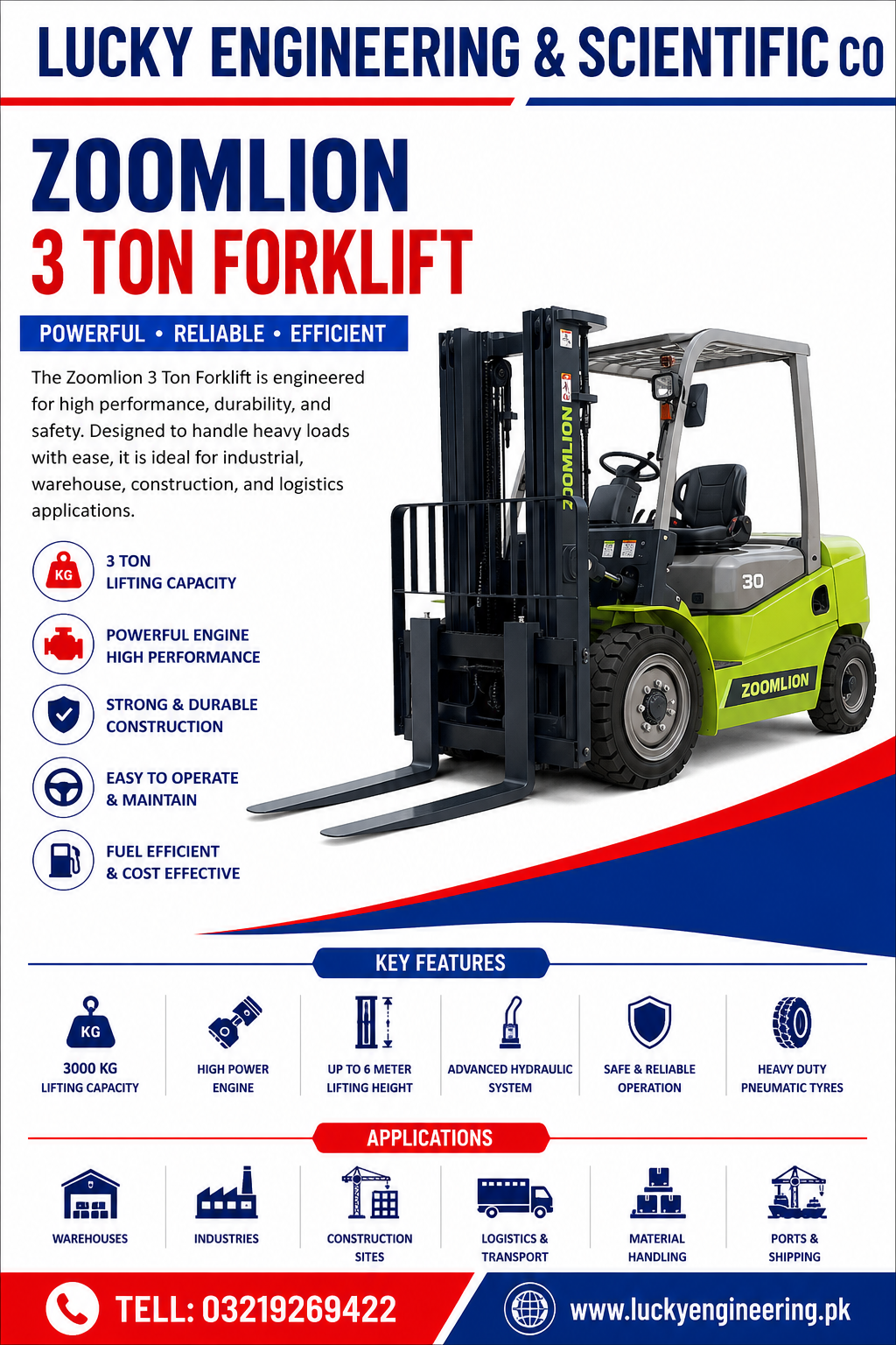 Zoomlion 3 Ton Forklift