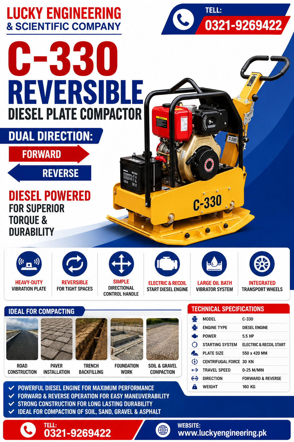 Diesel Plate Compactor Forward & Reverse 