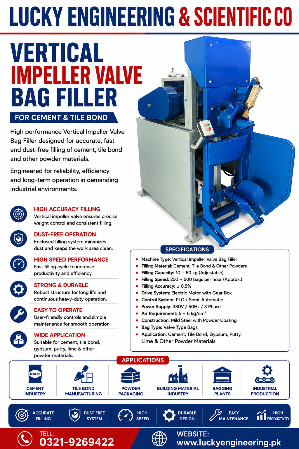 Vertical Impeller Valve Bag Filler for Cement and Tile Bond Powder Packaging Machine