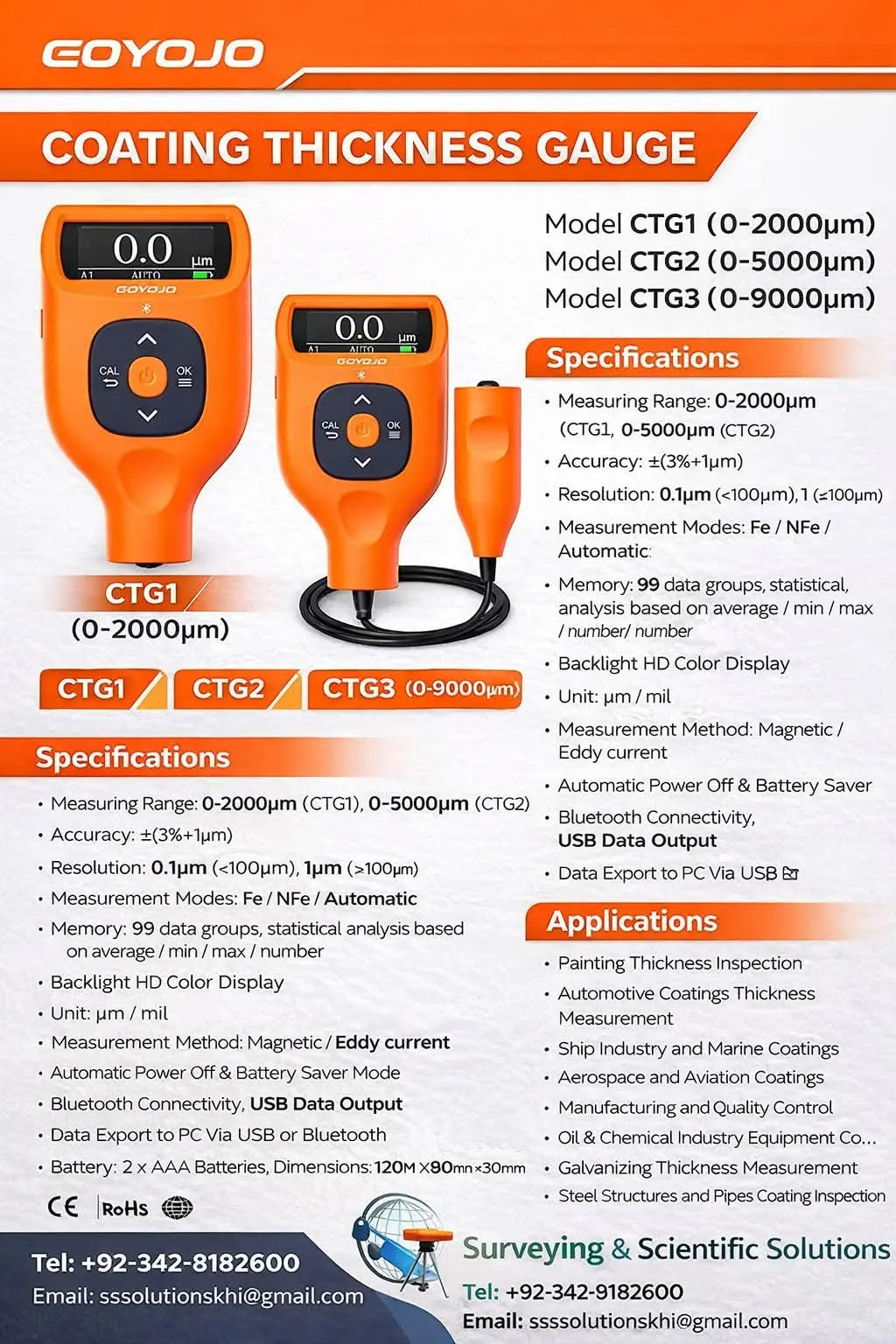 Coating thickness gauge digital paint thickness meter